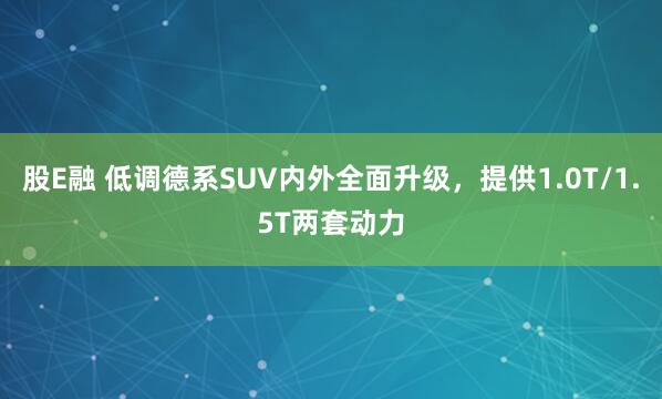 股E融 低调德系SUV内外全面升级，提供1.0T/1.5T两套动力