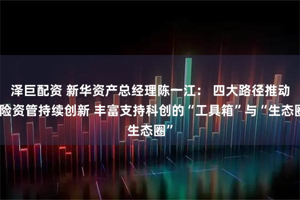 泽巨配资 新华资产总经理陈一江： 四大路径推动保险资管持续创新 丰富支持科创的“工具箱”与“生态圈”