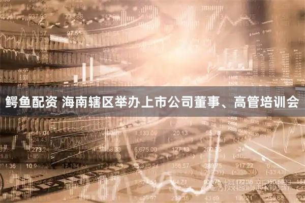 鳄鱼配资 海南辖区举办上市公司董事、高管培训会
